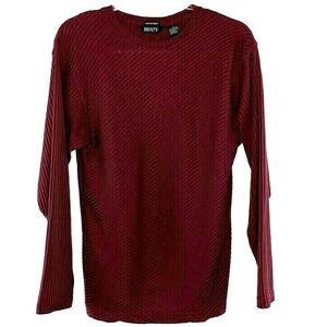 BRUNO Mens Size M Pullover Knit Top Ribbed Sweater Long Sleeve Microfiber Maroon